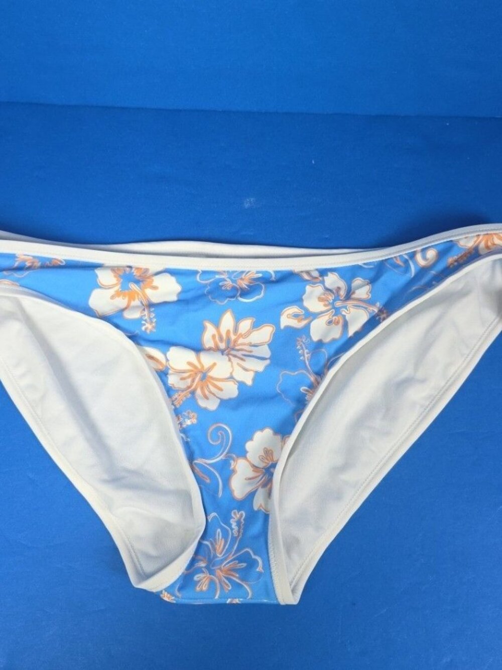 Wild Fable Bikini Bottom Womens Large Blue Floral Contrast Binding Low Rise
